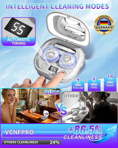Contact lens cleaner — Rechargeable ultrasonic cleaning with smart modes and 50KHz motor