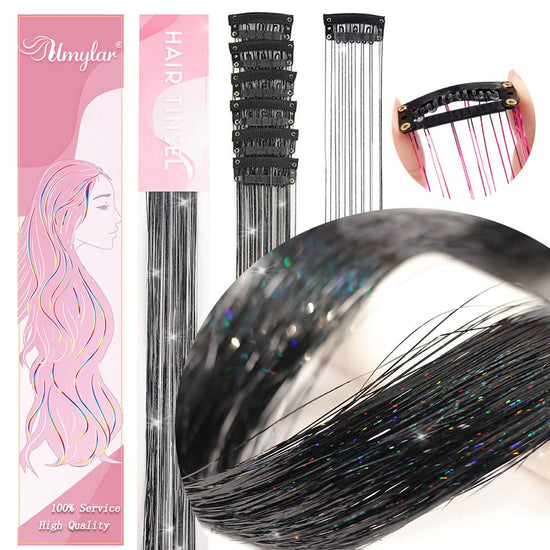 Hair extension — Clip in glitter hair tinsel kit with clips