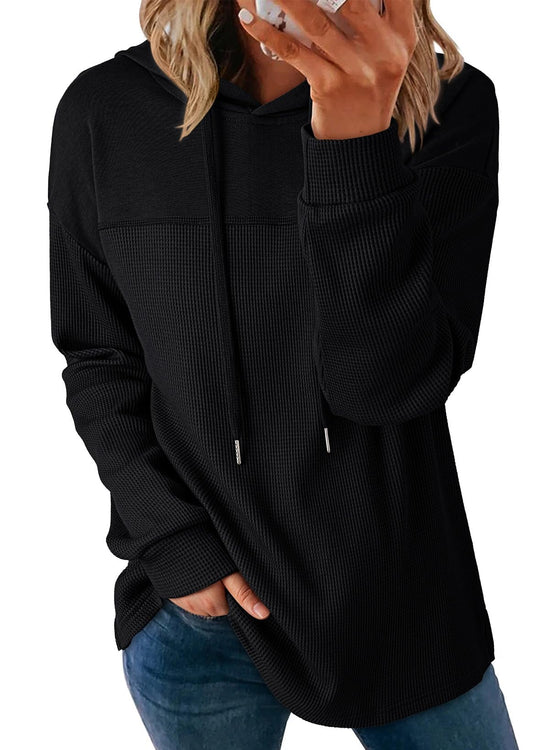 Dokotoo sweatshirt — Casual waffle knit pullover with drawstring hood