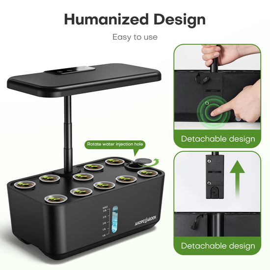 Ahopegarden indoor garden hydroponics growing system — 10 pods germination kit with LED light