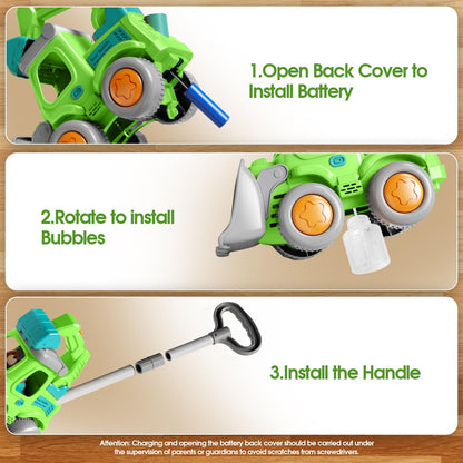 Bubble maker — CreatiMachi engineering vehicle with lawn mower design for kids