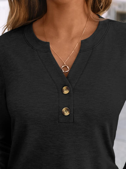 AUTOMET women's long sleeve shirt — trendy henley blouse for work outfits