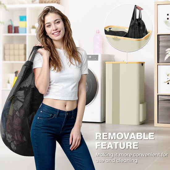 BlissTotes laundry hamper — includes lid for easy storage and transport