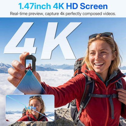 UYIKOO 4K Mini Body Action Camera with 1.47" Screen, 64GB Thumb Size Small POV Camera with WiFi, Tiny Wearable Magnetic Camcorder for Work Vlogging Cycling Motorcycle Pet Travel