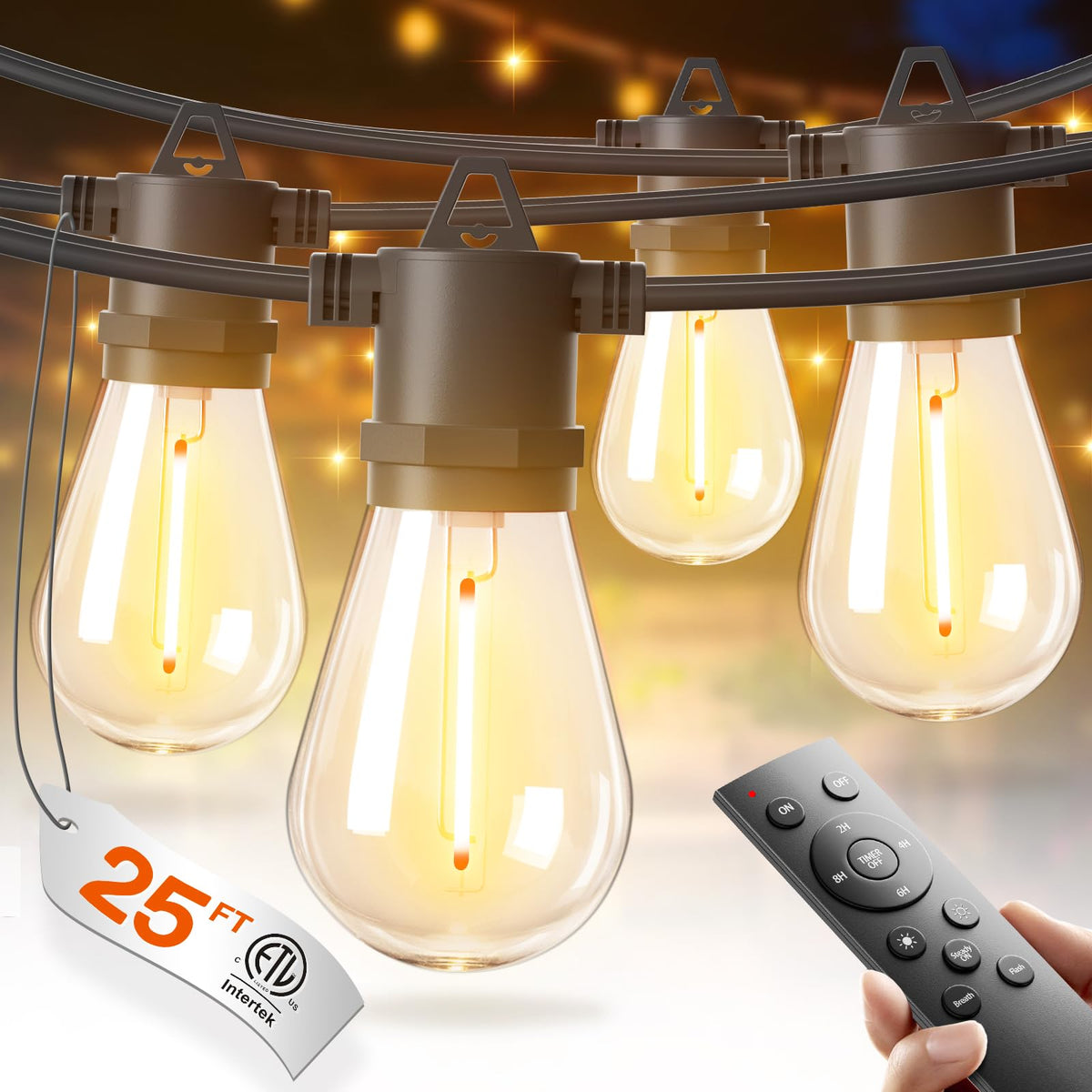 addlon string lights with LED bulbs
