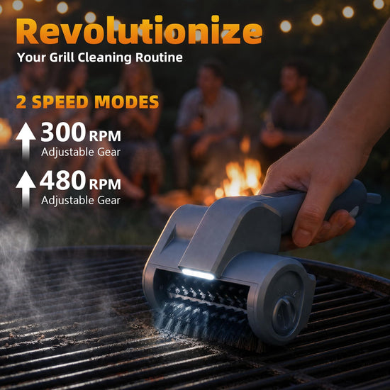 Electric Grill Brush for Outdoor Grill, High Torque Grill Rescue Brush with 4000mAh Cordless BBQ Grill Cleaner 3 Speed Automatic Barbecue Grate Cleaner Tool