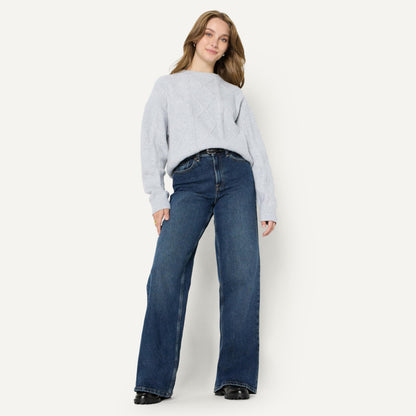 Amazon Essentials relaxed-fit cable crewneck sweater