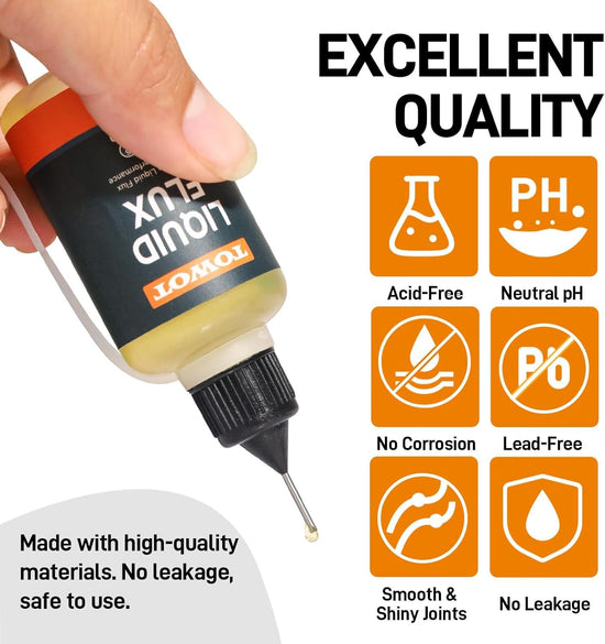 TOWOT Liquid Solder Flux, 30ml No-Clean Soldering Flux for Electronics, Lead-Free & Anti-Corrosion, High Purity Rosin Solder Flux for PCB, Copper, Silver