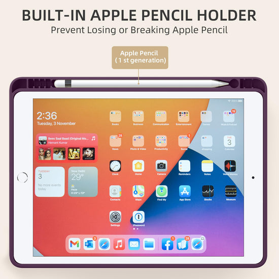 Portable electronic device cover — Akkerds case for iPad 10.2 inch with pencil holder and auto sleep/wake feature