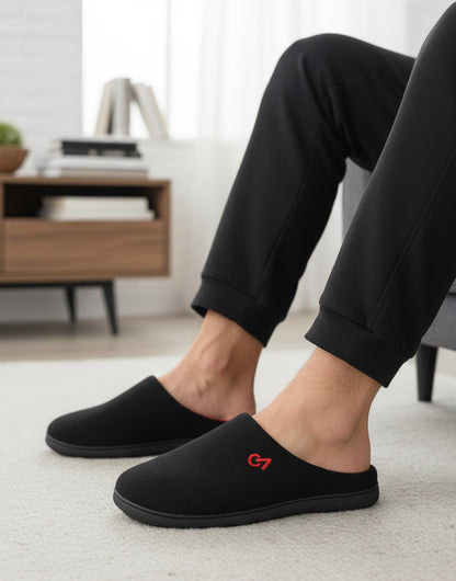 VeraCosy men's two-tone memory foam slippers — durable rubber sole for indoor outdoor use