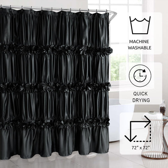 Curtain — Ruffled design for bathroom by Homechoice Decor 72 x 72