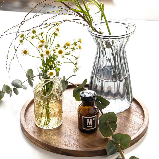 Tray — Round wooden candle holder for home decor and serving