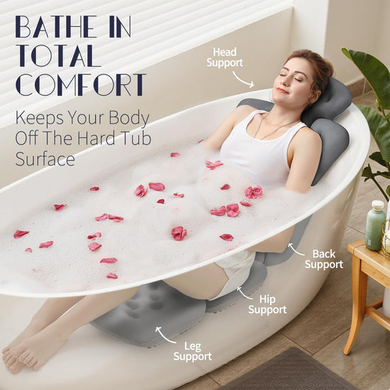 Bath pillow — Thick cushion with laundry bag for headrest support 51 x 16