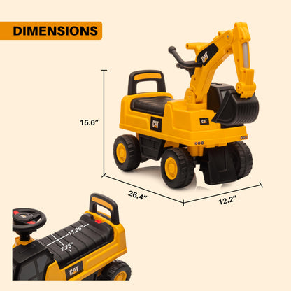 Ride on toy — Caterpillar excavator with rotating bucket and storage for kids