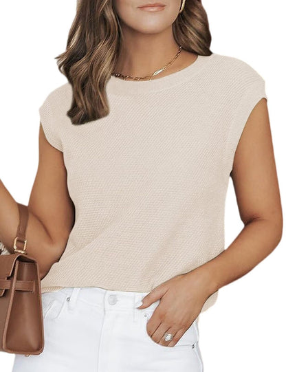 Shirt — Summer cap sleeve knit pullover tank top by CiCiBird