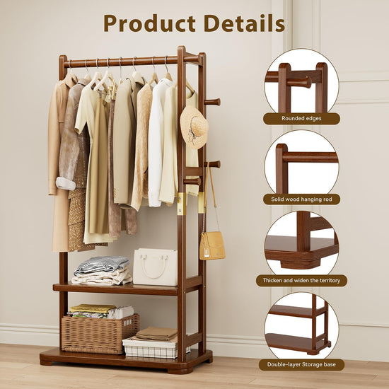 Solid Wood Clothes Rack