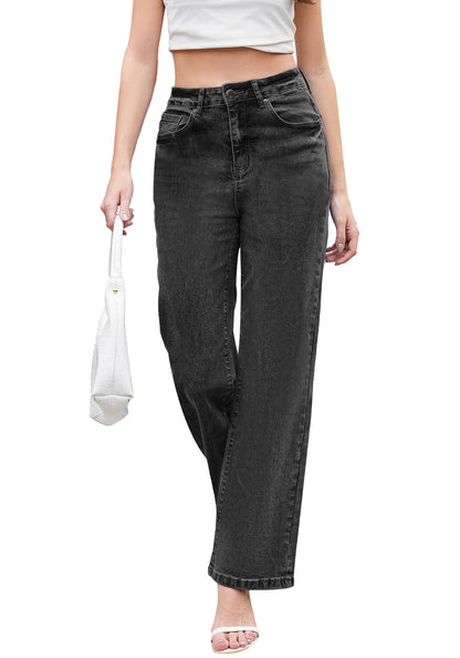 Dimur high waisted straight jeans for women with pockets and wide leg design