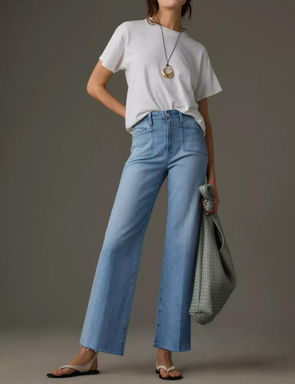 PHISOCKAT high waisted wide leg jeans - stretchy baggy denim pants with pocketsPHISOCKAT high waisted wide leg pants - stretchy baggy denim with pockets