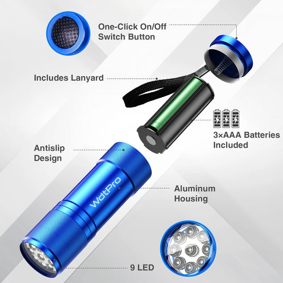 WdtPro LED flashlights — super bright mini pack with lanyard in assorted colors
