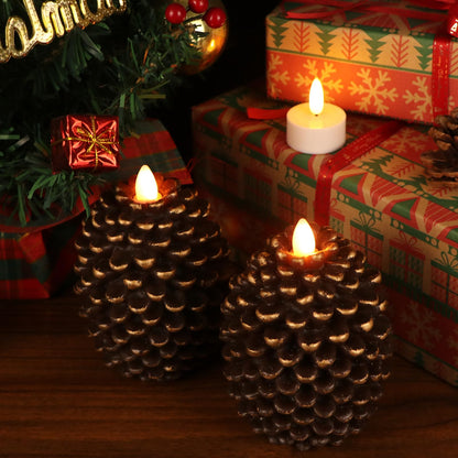 Wondise flameless candles - battery operated with timer and flickering wick, set of 2