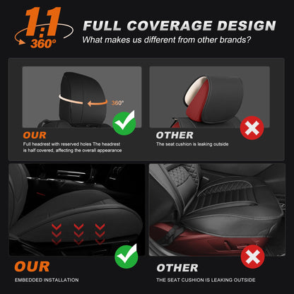 AOMSAZTO vehicle seat cover - Custom fit faux leather black for Ford Mustang 2015-2026