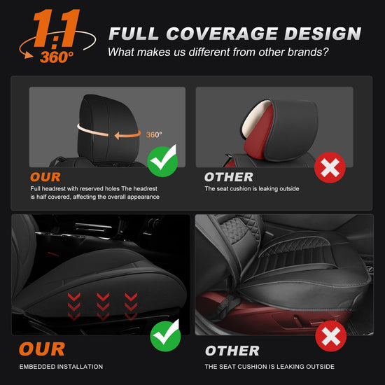 AOMSAZTO vehicle seat cover - Custom fit faux leather black for Ford Mustang 2015-2026