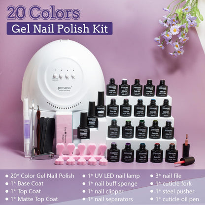 JODSONE gel nail polish kit with 32 colors and UV light