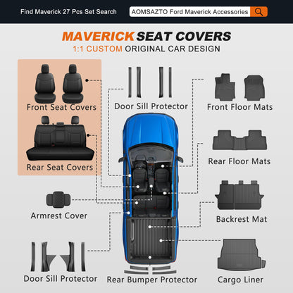 Vehicle seat cover — Custom fit faux leather waterproof for Ford Maverick 2022-2026