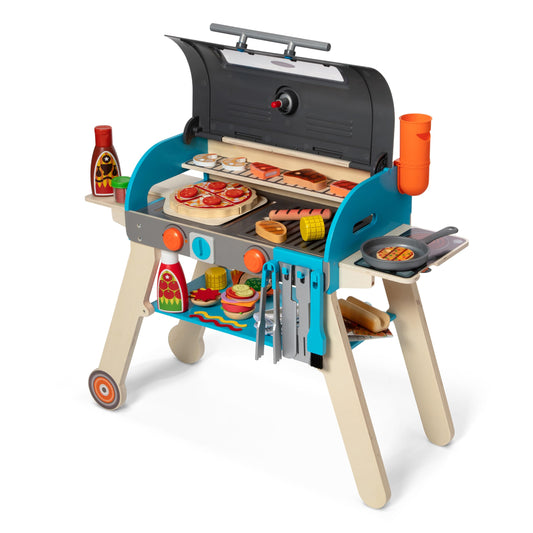 Melissa & Doug pretend play toy — deluxe wooden barbecue grill and pizza oven