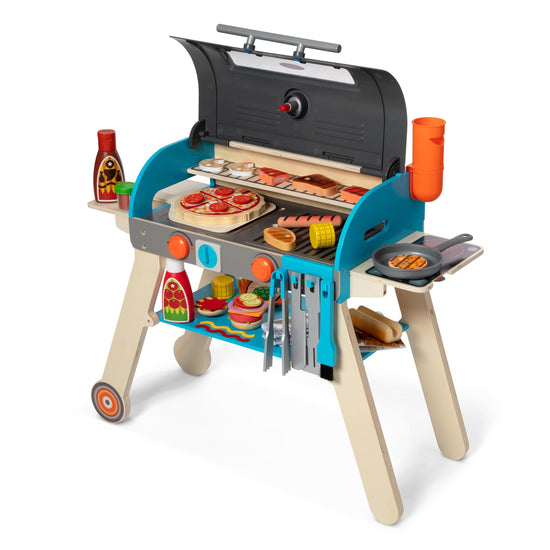 Melissa & Doug pretend play toy — deluxe wooden barbecue grill and pizza oven
