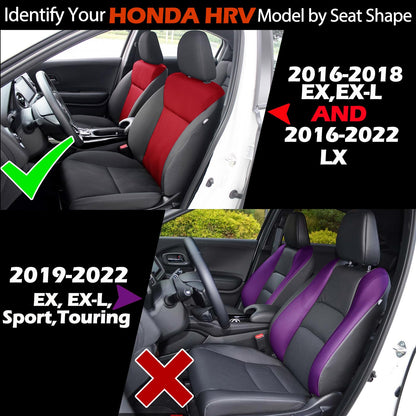 Vehicle seat cover — Custom fit leather set for Honda HR-V 2016-2022 in burgundy