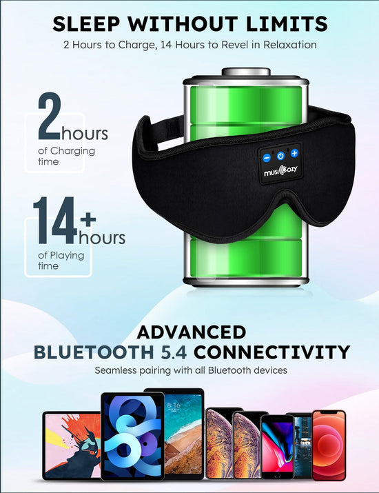 MusicOzy sleep headphones - Bluetooth sleep mask with HD stereo speakers