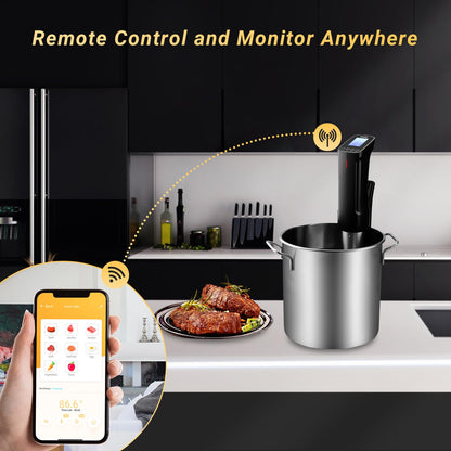 INKBIRD WIFI sous vide machine — 1000 watts with 14 free preset recipes and timer