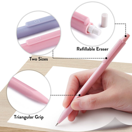 Writing instrument — Cute mechanical pencil set with pastel colors and accessories
