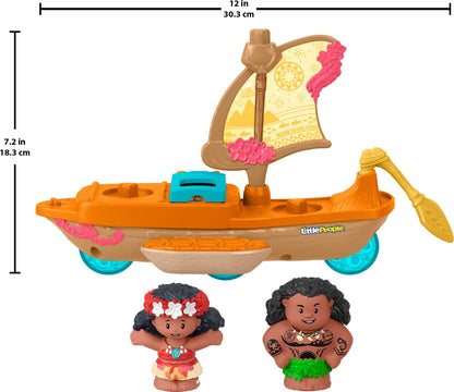 Fisher-Price Little People canoe sail boat with Moana and Maui figures for toddlers 18+ months