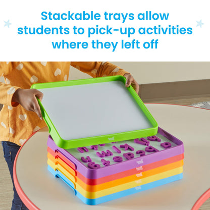 hand2mind writing board — magnetic dry erase activity tray, stackable design, multicolor