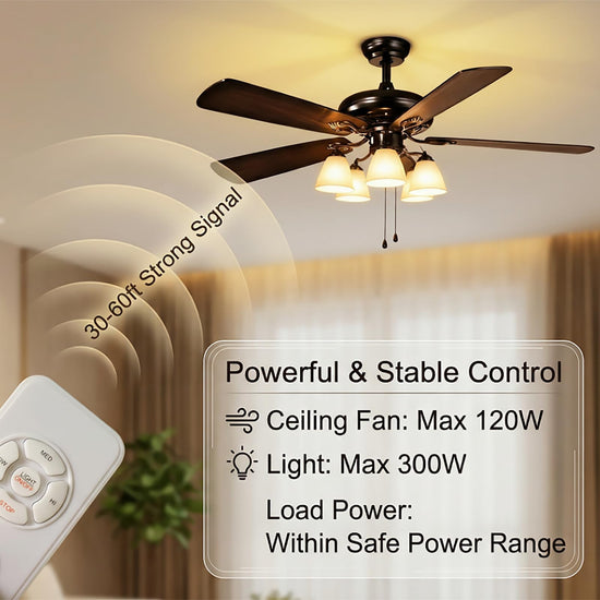 XJBRBLM Universal Ceiling Fan Remote Control Kit with Receiver, 3-in-1 AC Motor Controller for Light and Speed, Compatible with Hunter Harbor Breeze Westinghouse Honeywell Fans, White