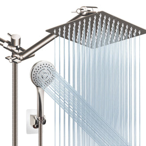 Showerhead — 10 inch high pressure with handheld shower head combo and extension arm