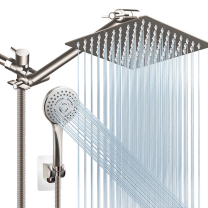Showerhead — 10 inch high pressure with handheld shower head combo and extension arm