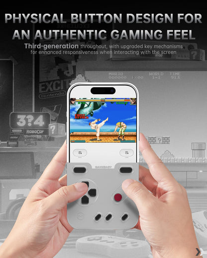 GameBaby for iPhone 17 Pro Case, Handheld Retro Gaming Console Style Phone Case with Physical Buttons for Gameboy Color Advance, Smartphone Cover Controller Supports Delta Emulator GB GBC GBA NES