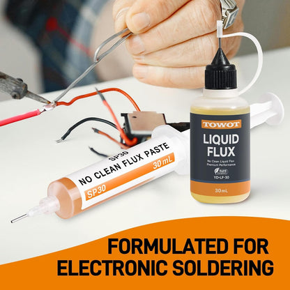 TOWOT Liquid Solder Flux, 30ml No-Clean Soldering Flux for Electronics, Lead-Free & Anti-Corrosion, High Purity Rosin Solder Flux for PCB, Copper, Silver