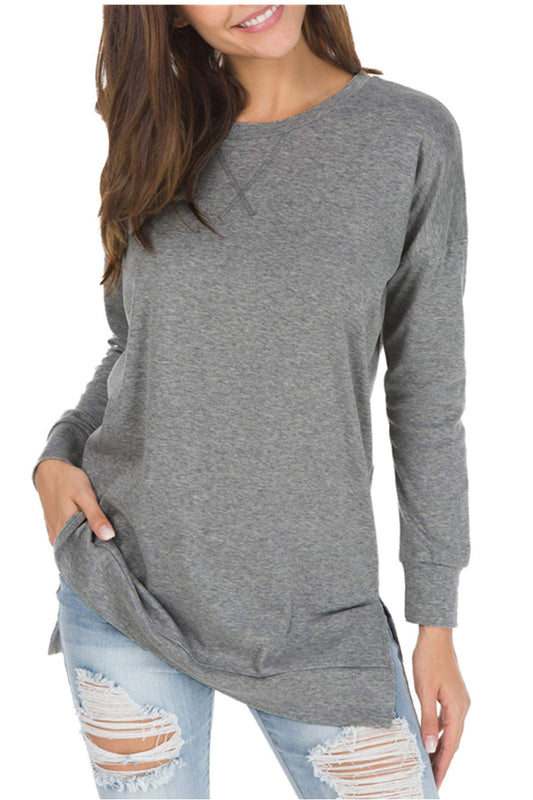 levaca women's long sleeve pullover tunic top with side split detail