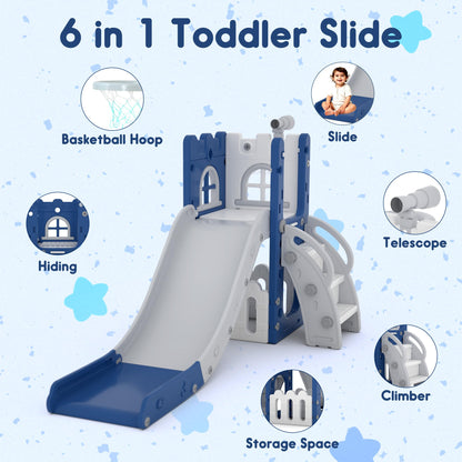 LulliSpace play slide - 6 in 1 with basketball hoop and telescope features