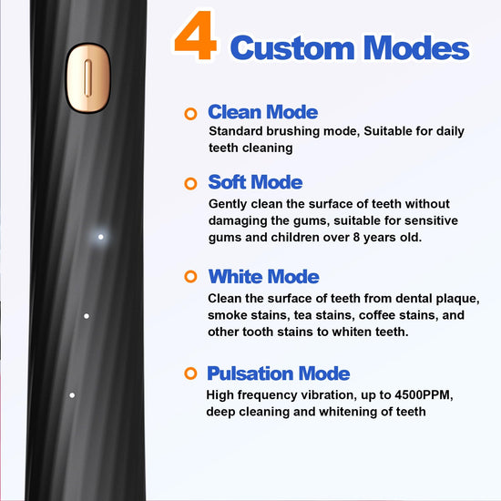FXQQZZ sonic electric toothbrush - 45000VPM with 4 modes and 8 brush heads
