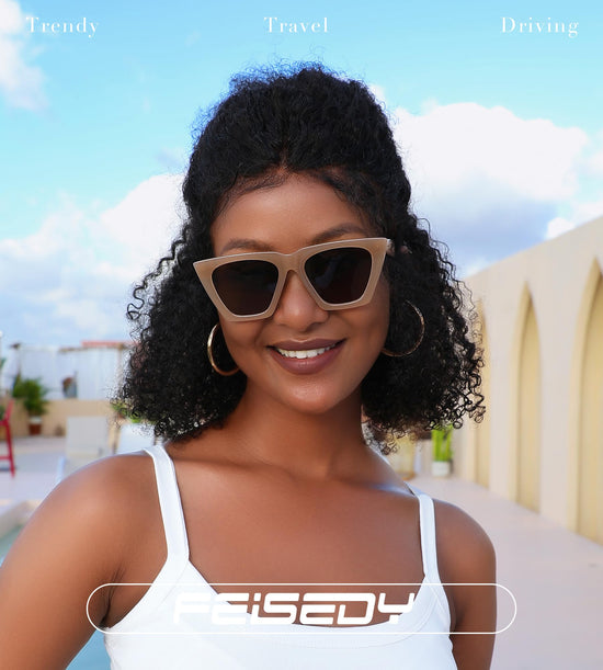 FEISEDY vintage square cat eye sunglasses with trendy design B2473