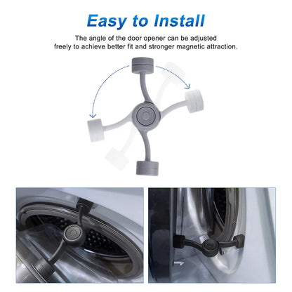 Draduo Front Load Washer Door Prop, Washing Machine Door Prop Open to Prevent Odors with 3 Adhesive Metal Catch, Door Holder to Keep Door Open (Black)