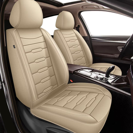 AOMSAZTO vehicle seat cover - leather, waterproof for Ford Explorer 2004-2026 2 front seats beige