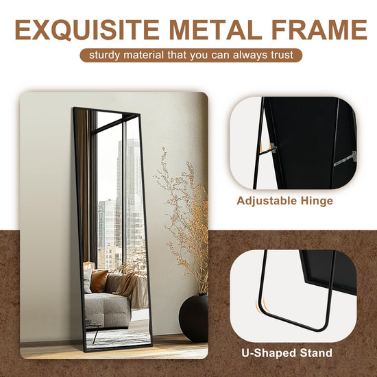 Delma full length mirror — large aluminum frame for wall mount or freestanding design