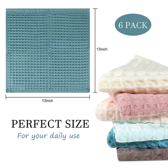 TOWEL — 100% cotton, waffle weave, absorbent, mixed colors, 13x13 inches set.