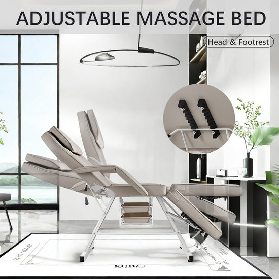 Hicomony Gray Tattoo Chair with Salon Stool, Esthetician Bed Tattoo Table with Storage Basket, Multi-Purpose Facial Lash Spa Chair,Tattoo Artist Massage Table Beauty Salon Spa Equipment